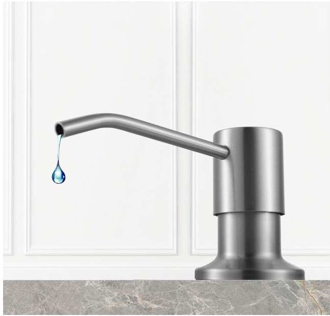 Built-In Kitchen Sink Soap Dispenser – 17oz Stainless Steel Lotion Dispenser, Brushed Nickel