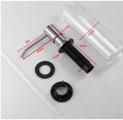 Built-In Kitchen Sink Soap Dispenser – 17oz Stainless Steel Lotion Dispenser, Brushed Nickel