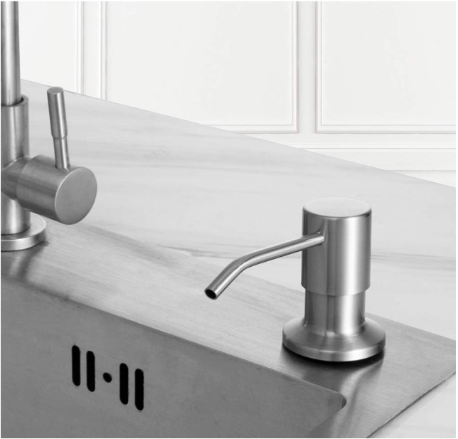 Built-In Kitchen Sink Soap Dispenser – 17oz Stainless Steel Lotion Dispenser, Brushed Nickel