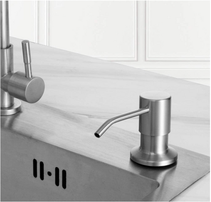 Built-In Kitchen Sink Soap Dispenser – 17oz Stainless Steel Lotion Dispenser, Brushed Nickel