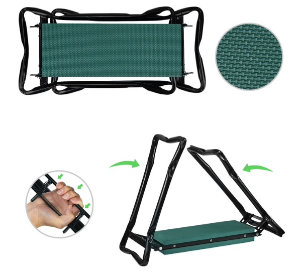 Foldable Garden Kneeler & Seat – Heavy Duty Garden Bench with EVA Foam Pad, Tool Bag & Gloves Included