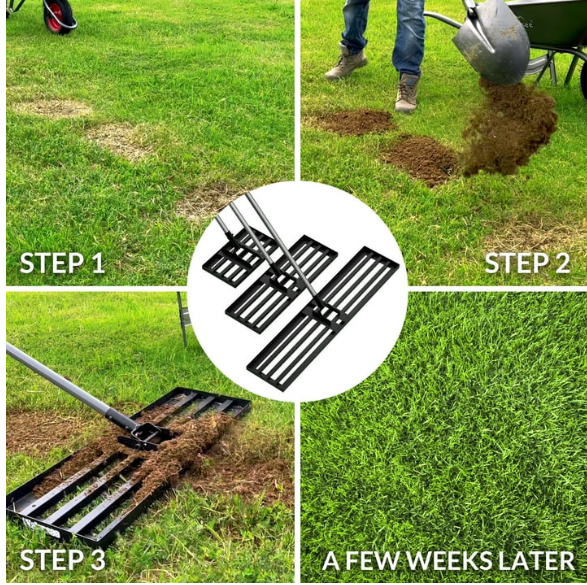 Lawn Leveling Rake, Heavy Duty Effort Saving Lawn Level Tool - 6.5FT 17"X10"