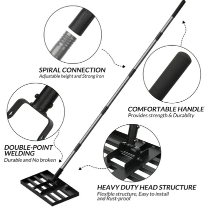 Lawn Leveling Rake, Heavy Duty Effort Saving Lawn Level Tool - 6.5FT 17"X10"