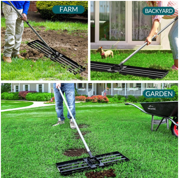 Lawn Leveling Rake, Heavy Duty Effort Saving Lawn Level Tool - 6.5FT 17"X10"