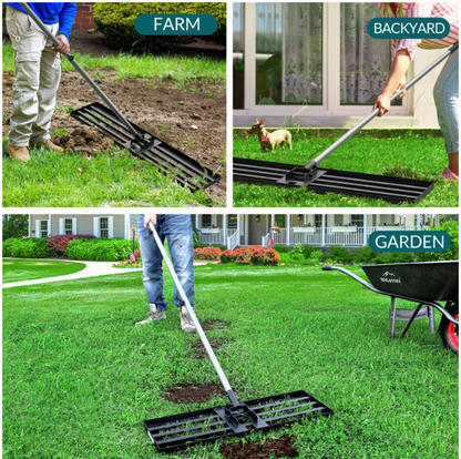 Lawn Leveling Rake, Heavy Duty Effort Saving Lawn Level Tool - 6.5FT 17"X10"