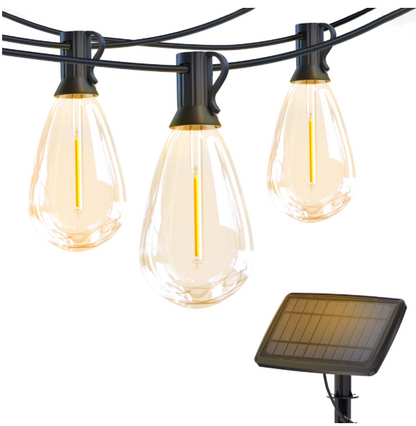 Solar Outdoor String Lights – 50Ft, 12 Waterproof Vintage Bulbs