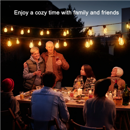 Solar Outdoor String Lights – 50Ft, 12 Waterproof Vintage Bulbs