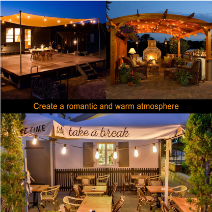 Solar Outdoor String Lights – 50Ft, 12 Waterproof Vintage Bulbs