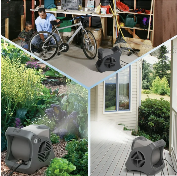 Misto 15" Outdoor Pivoting Misting Fan – 3 Speeds, GFCI Cord, Black