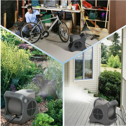 Misto 15" Outdoor Pivoting Misting Fan – 3 Speeds, GFCI Cord, Black