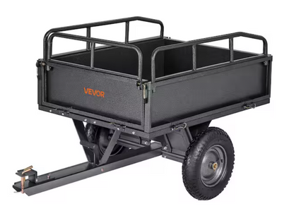 Garden Utility Trailer, 10 Cu. Ft. Steel Garden Cart, ATV/UTV Tow Behind, 14 In. Tires, 2025 Update