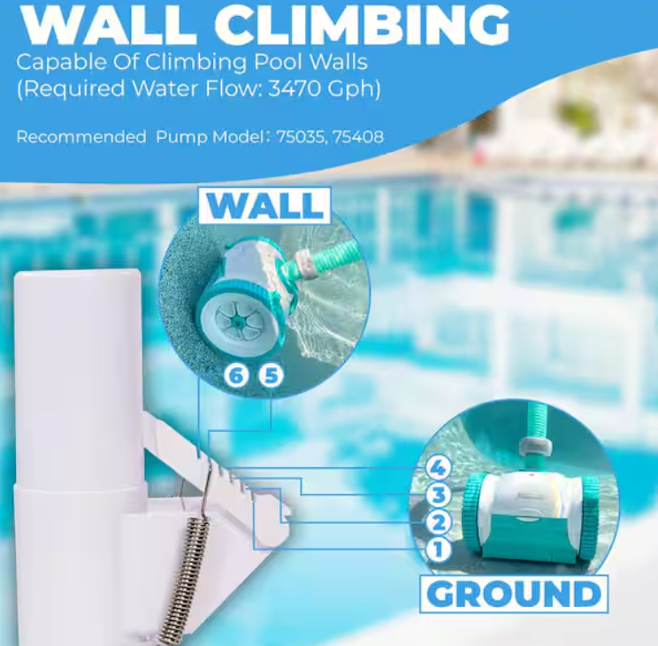 2-Wheel In-Ground Above-Ground Automatic Suction-Side Vacuum Pool Vacuum with 39 Ft. Hose