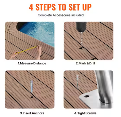 Stainless Steel Pool Handrail – Durable Swimming Pool Railing for Above Ground Pools - 32 x 32 in.