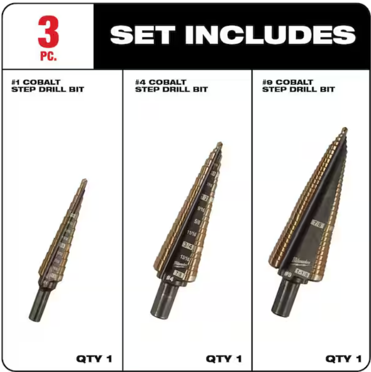 Cobalt Step Bit Kit (3-Piece)