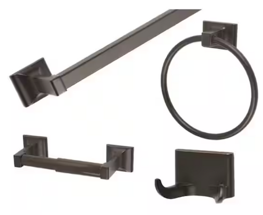 Millbridge 4-Piece Bathroom Hardware Set in Oil Rubbed Bronze – Stylish & Functional Accessories