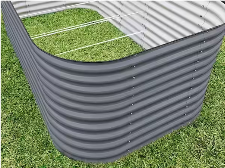 32 In. Extra-Tall 10-in-1 Modular Gray Metal Raised Garden Bed Kit – Modern Outdoor Gardening Solution