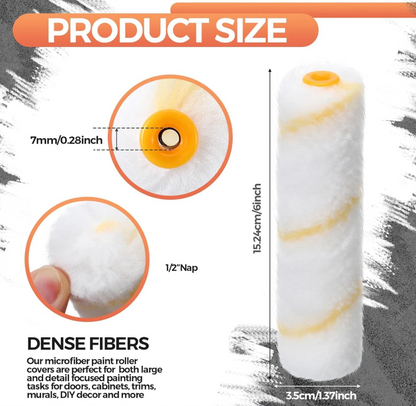 150 Pcs High Density Microfiber Mini Paint Roller Covers – Professional 4” Paint Roller Refills for Home Repair & Smooth Finish (Yellow)