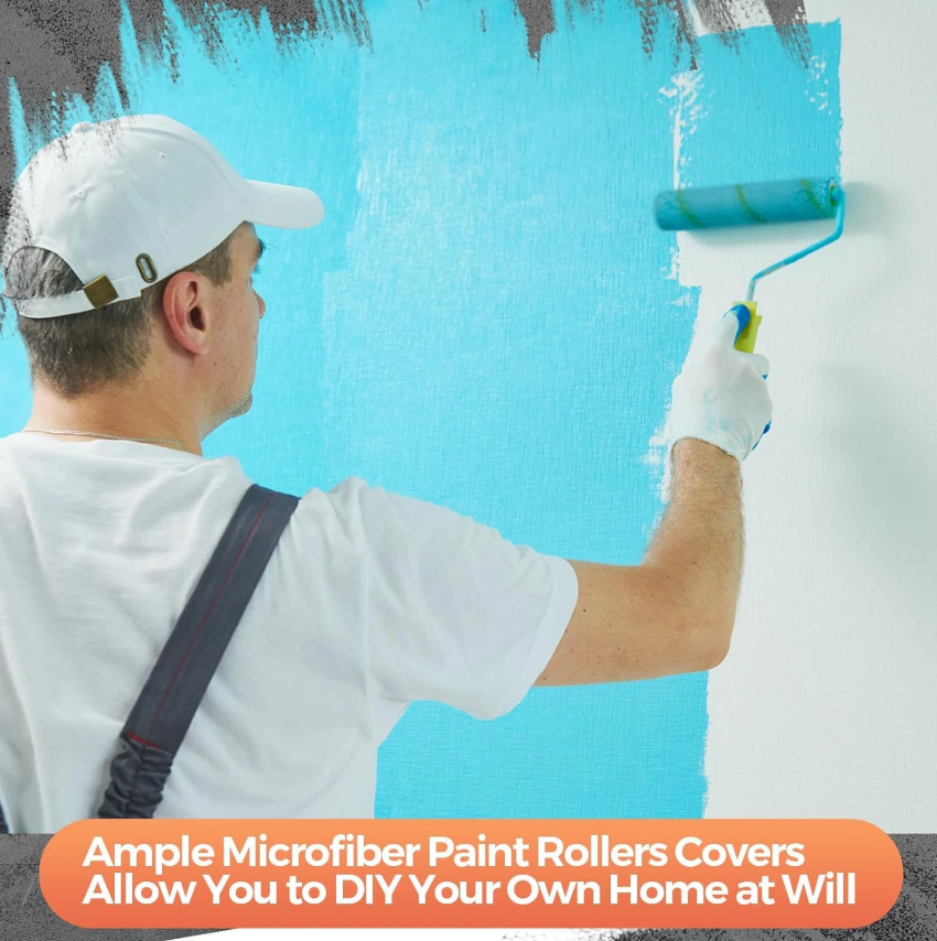 150 Pcs High Density Microfiber Mini Paint Roller Covers – Professional 4” Paint Roller Refills for Home Repair & Smooth Finish (Yellow)