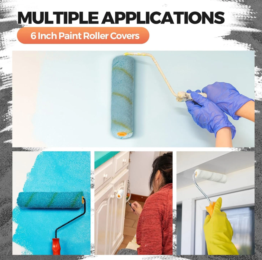 150 Pcs High Density Microfiber Mini Paint Roller Covers – Professional 4” Paint Roller Refills for Home Repair & Smooth Finish (Yellow)