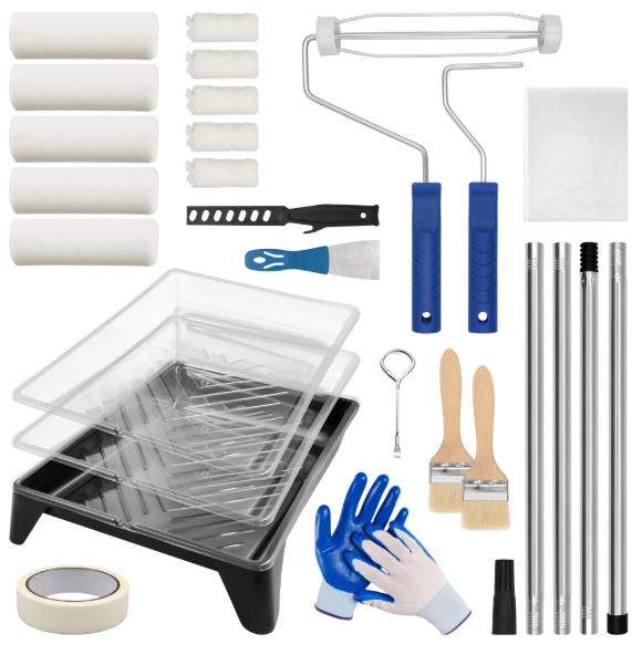 Tidymend  Kit, 28 Pcs s with Extension Pole, Roller Paint Brush for Painting Walls