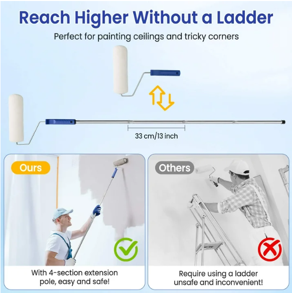 Tidymend  Kit, 28 Pcs s with Extension Pole, Roller Paint Brush for Painting Walls