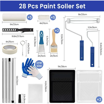 Tidymend  Kit, 28 Pcs s with Extension Pole, Roller Paint Brush for Painting Walls