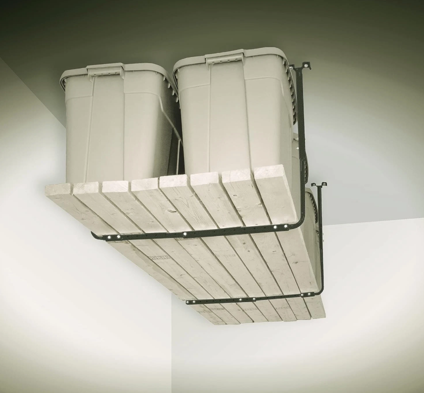 Garage Ceiling Storage Rack Kit 34"x26" – Adjustable Heavy-Duty Organizer for Tools & Gear, Hammertone Finish