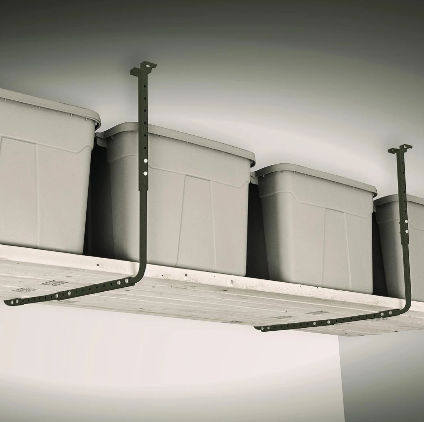 Garage Ceiling Storage Rack Kit 34"x26" – Adjustable Heavy-Duty Organizer for Tools & Gear, Hammertone Finish