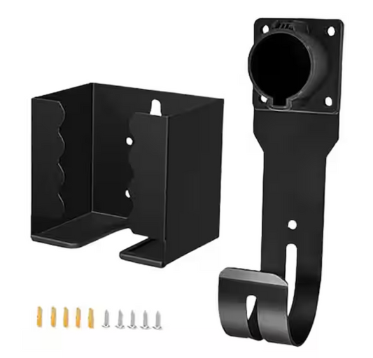 EV Charger Wall Mount Kit – Steel Cable Holder, J1772 Plug Holster & Cable Box Organizer for Electric Vehicles