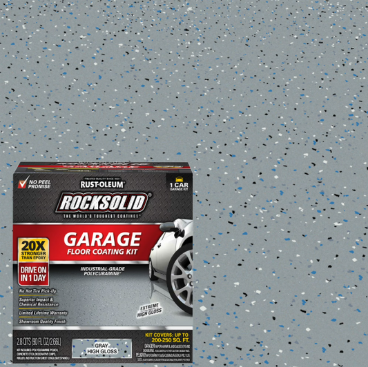Gray,  Rocksolid Garage Floor Coating Kit-60003, High Gloss 1-Car, 90 Oz Kit, 1 Pack