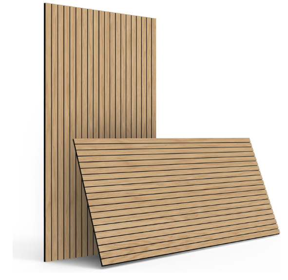 4-Piece Wood Slat Wall Panel – 47.2"x23.6" Natural Oak Peel & Stick Acoustic 3D Sound Absorbing Decor