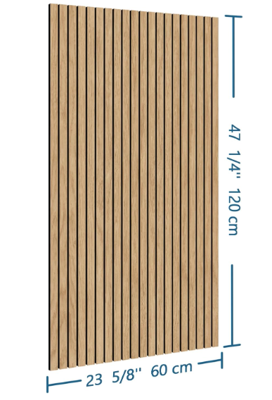 4-Piece Wood Slat Wall Panel – 47.2"x23.6" Natural Oak Peel & Stick Acoustic 3D Sound Absorbing Decor