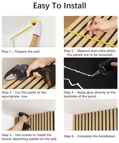 Natural Wood Slat Acoustic Panels – 0.7" x 2'x2', Yellow MDF Decorative Wall Panels, 4-Piece Set