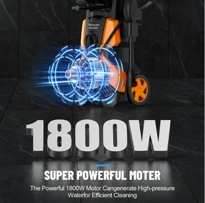 4500 PSI Electric Pressure Washer – 23FT Hose, 20FT Power Cord, 4 Nozzles & Foam Cannon for Cars