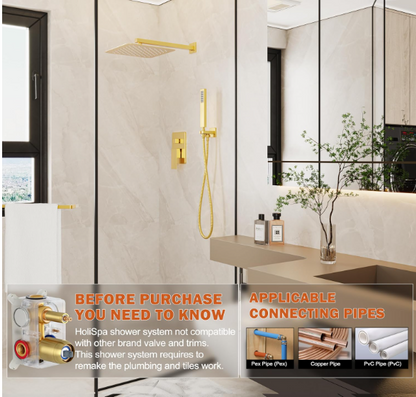 Luxury Matte Black Rain Shower System – 10" Showerhead with Handheld Spray & Valve Included