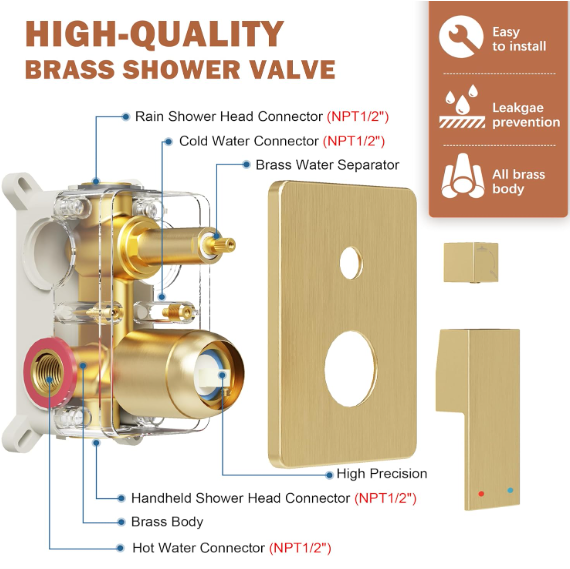 Luxury Matte Black Rain Shower System – 10" Showerhead with Handheld Spray & Valve Included