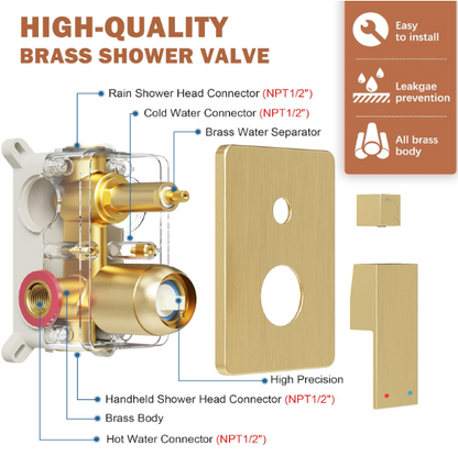 Luxury Matte Black Rain Shower System – 10" Showerhead with Handheld Spray & Valve Included