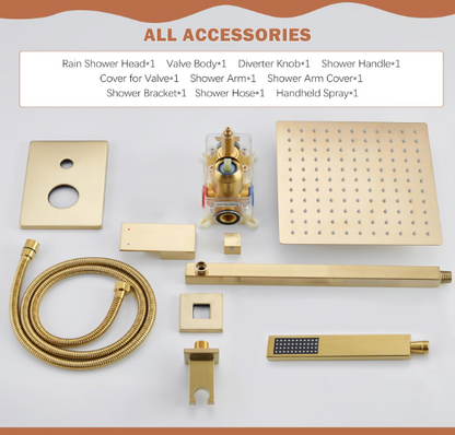 Luxury Matte Black Rain Shower System – 10" Showerhead with Handheld Spray & Valve Included