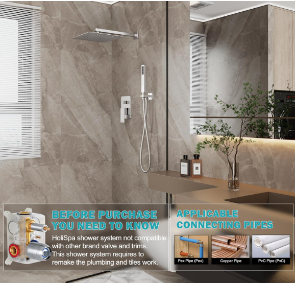 Luxury Matte Black Rain Shower System – 10" Showerhead with Handheld Spray & Valve Included