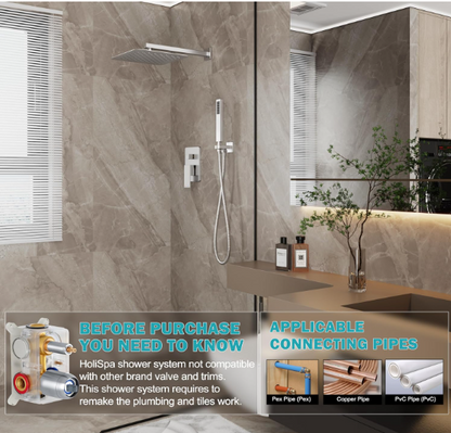 Luxury Matte Black Rain Shower System – 10" Showerhead with Handheld Spray & Valve Included