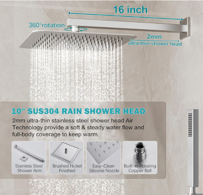 Luxury Matte Black Rain Shower System – 10" Showerhead with Handheld Spray & Valve Included