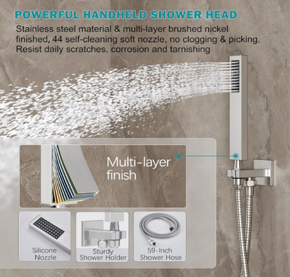 Luxury Matte Black Rain Shower System – 10" Showerhead with Handheld Spray & Valve Included