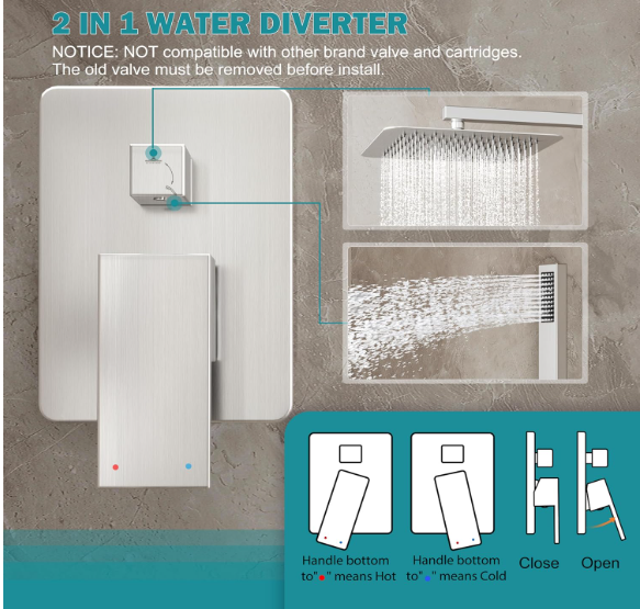 Luxury Matte Black Rain Shower System – 10" Showerhead with Handheld Spray & Valve Included