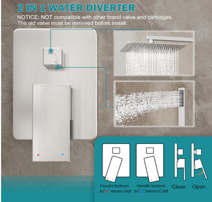 Luxury Matte Black Rain Shower System – 10" Showerhead with Handheld Spray & Valve Included