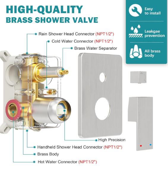 Luxury Matte Black Rain Shower System – 10" Showerhead with Handheld Spray & Valve Included