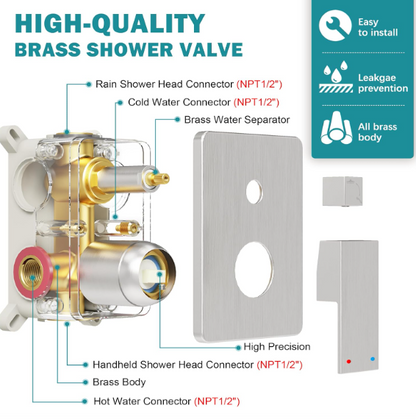 Luxury Matte Black Rain Shower System – 10" Showerhead with Handheld Spray & Valve Included