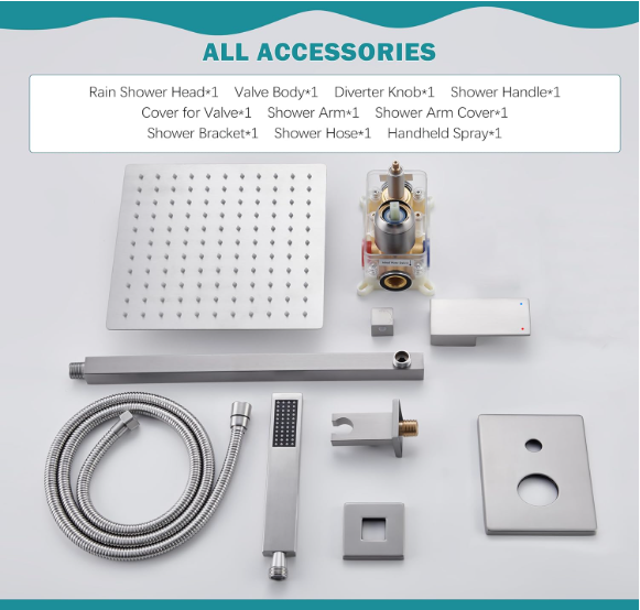 Luxury Matte Black Rain Shower System – 10" Showerhead with Handheld Spray & Valve Included