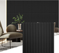 Modern Black Slat Wall Panels – 3D PVC Fluted Wall Decor Tiles 19.7" x 19.7" (12 Pack)