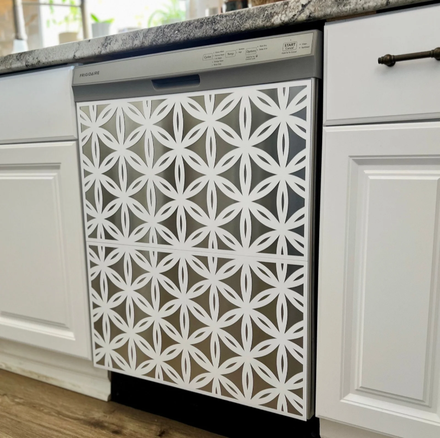Blooming Star Dishwasher Cover – Magnetic Decorative Panel for Kitchen Appliance Makeover