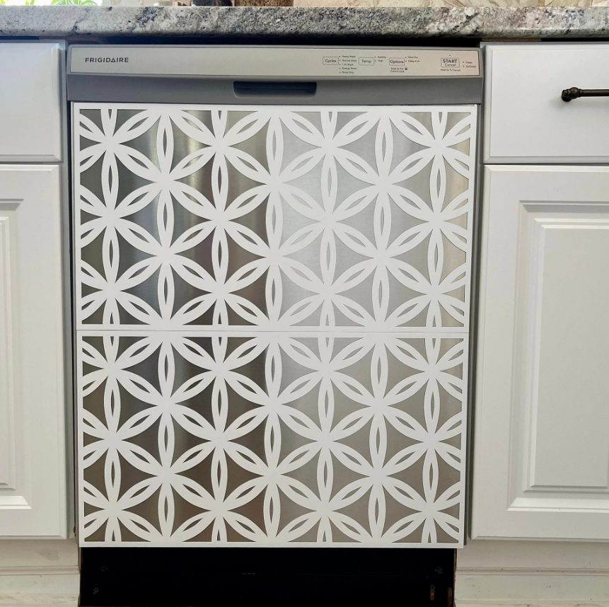 Blooming Star Dishwasher Cover – Magnetic Decorative Panel for Kitchen Appliance Makeover